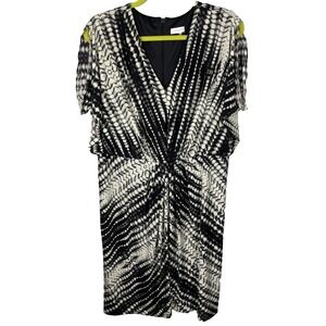 Chicos Dress Xl Black Cream Geometric Career Office Professional Work Lined